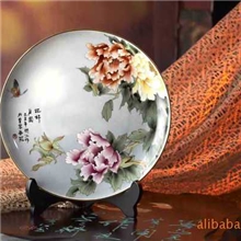 批发供应商务陶瓷礼品十二英寸工笔盘花好月圆珍藏版（手绘瓷）