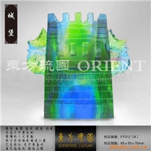 供应琉璃工艺品摆饰，琉璃笔筒&mdash;城堡笔筒