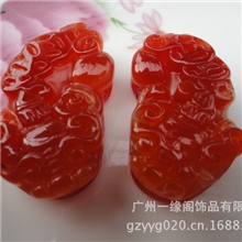 玛瑙貔貅批发天然玉石工艺品天然红玛瑙金钱貔貅玉石礼品定制
