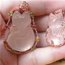 〖批发供应〗优质狐狸粉晶吊坠水晶狐狸厂家直销水晶批发