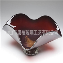 供应本色花边玻璃盘玻璃制品吹制玻璃工艺品欢迎来图定制