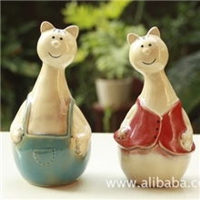厂家直销陶瓷对猫摆设工艺品5621