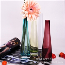 【bingyi】6色/欧式彩色透明单只玫瑰花玻璃花瓶/水培玻璃花器