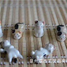 陶瓷工艺品zakka日式杂货、招财小猫筷子架餐具筷托六件套A-012