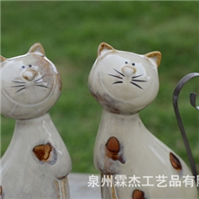 批发陶瓷工艺品/田园家居装饰品/窑变铀对猫/婚庆情侣猫A-019
