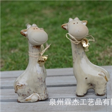 混批陶瓷工艺品*迷失的小鹿*户外花园装饰*陶瓷鹿铃铛小鹿A-015