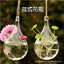 茗轩悬挂吊球透明简约水滴型花瓶花器水培花插器皿