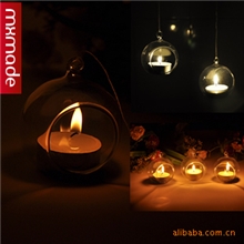 mxmade欧式可悬挂水晶玻璃烛台浪漫家居玻璃蜡烛台