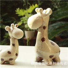 陶瓷工艺品专业生产窑变釉母子鹿工艺品家居花园装饰摆设5618