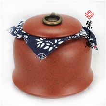 紫来顺41014宜兴紫砂壶紫砂茶具红色花泥金钟罩茶叶罐自产自销