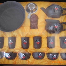 供应紫砂茶具17头紫砂茶具纯黑紫砂茶具茶杯茶洗紫砂茶具