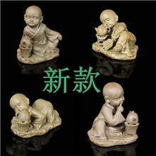 新款茶宠工艺品摆件禅茶一味童子小屁孩煮茶产道茶宠工艺礼品
