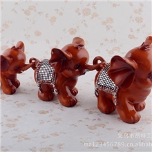 树脂工艺品工艺品摆件高档树脂工艺品可爱三连象特价26