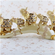 树脂工艺品欧式米黄色五连象桥摆件商务礼品家居饰品工艺品批发