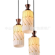 【百壹灯饰】简约餐吊灯/客厅饭厅时尚3头吊灯/简约玻璃中式灯