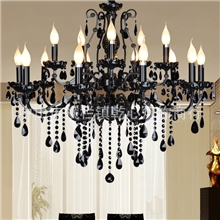 欧式水晶灯双层客厅黑色铁艺吊灯蜡烛灯客厅大堂灯6011-10+5