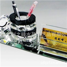 厂家专业定制个性高档办公商务送礼会议庆典礼品水晶笔筒三件套