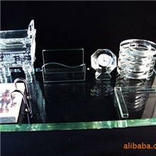 大号水晶笔筒六件套商务送礼办公桌大气摆件刻字印图案刻Logo