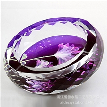 厂家定制紫色典雅水晶烟灰缸外贸复古水晶烟灰缸来电抢购