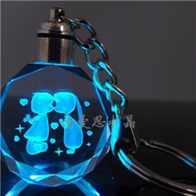 内雕水晶钥匙扣发光水晶钥匙扣个性定做水晶钥匙扣