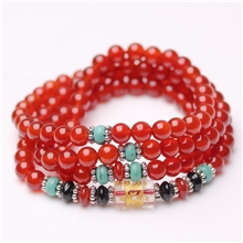 天然红玛瑙手链批发玉髓六字箴言108颗佛珠圆珠手串批发水晶手链