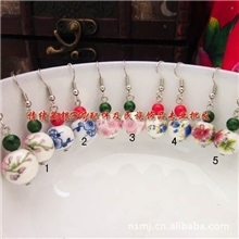 青花瓷耳环/耳饰RQH008批发中国瓷珠耳环