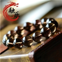 1053A批发天然茶水晶手链圆珠烟晶6-14mm男女款厂价直销