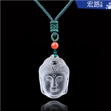 天然水晶天然白水晶静心佛吊坠水晶饰品饰品批发