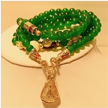 3060天然水晶多层圈手链正品绿玛瑙玉髓韩版泰国佛牌手链保护石