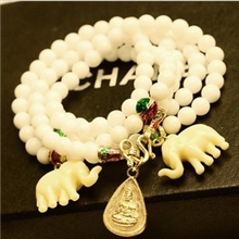 泰国佛牌水晶手链白砗磲珐琅扣吉象天然材质美容石