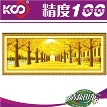 正品KS新款印布十字绣批发精准丝线绣印花十字绣黄金满地全景