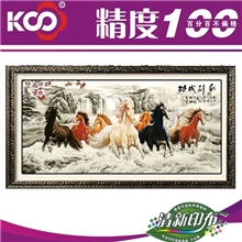 KS品牌新款精准印花十字绣批发客厅丝线绣十字绣马到成功气吞山河