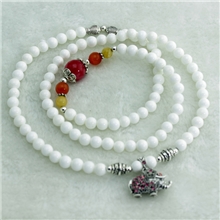 盈萃水晶天然水晶6mm白砗磲红玉髓大象手链可绕手3-4圈手饰