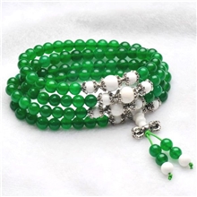 盈萃马来玉间藏银砗磲108颗佛珠项链男女款可绕手3-4圈特价