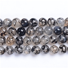 林华水晶天然黑白龙纹玛瑙散珠圆珠东海天然水晶半成品批发