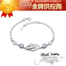 925纯银手链水晶首饰批发纯银手链紫水晶纯银饰品银饰加工厂