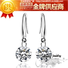 高档锆石时尚耳饰厂家批发韩国耳坠耳钉欧美925纯银耳钩定制