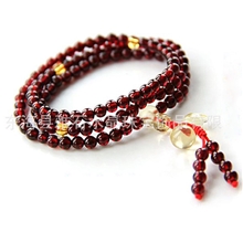 天然水晶佛珠批发天然石榴石黄水晶葫芦108颗佛珠多圈手链