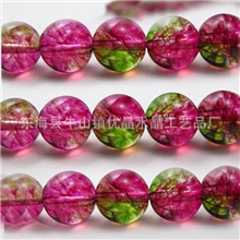 天然水晶红绿西瓜晶西瓜碧玺散珠半成品6-12MM晶体通透超漂亮