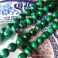 可以出具证书孔雀石配件材料批发天然A级孔雀石圆珠6-12MM散珠