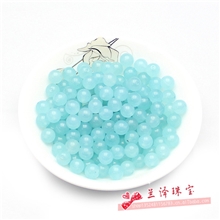蓝玉散珠子散装蓝玉圆珠DIY蓝玉髓半成品串蓝玉水晶