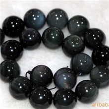 【水晶】批发水晶一件起批天然双彩眼10MM黑耀石圆珠