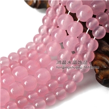 天然粉玉髓散珠饰品配件材料粉玉髓半成品圆珠散珠批发