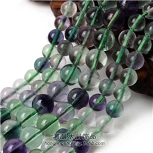 天然萤石散珠彩萤石圆珠DIY半成品萤石半成品珠