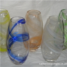 家居用品批发外贸出口高白料吹制艺术玻璃水晶彩色花瓶