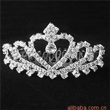 【厂家直销】韩版桃心皇冠0023发梳插梳皇冠时尚水钻饰品批发