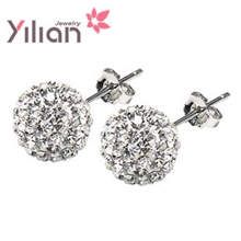 银饰批发水晶球满钻纯银耳钉超闪水钻耳钉6M淘宝热卖