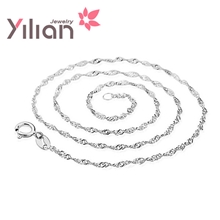 批发淘宝热销925纯银水波链纯银项链镀白金4045厘米