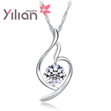 淘宝爆款饰品批发柔美S925纯银镀白金吊坠项链锁骨短款链