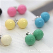 0516凡寻饰界品质感超可爱糖果耳钉多色彩滴油可爱球球耳饰